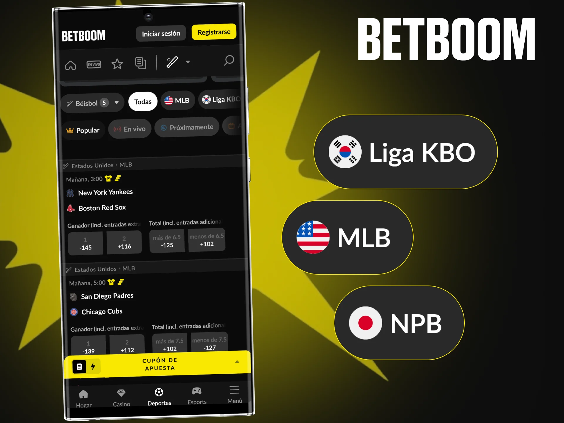 La aplicación Betboom ofrece la gama más amplia de mercados de apuestas de béisbol.