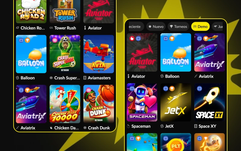 En la aplicación de Betboom puedes jugar a juegos de tipo crash.