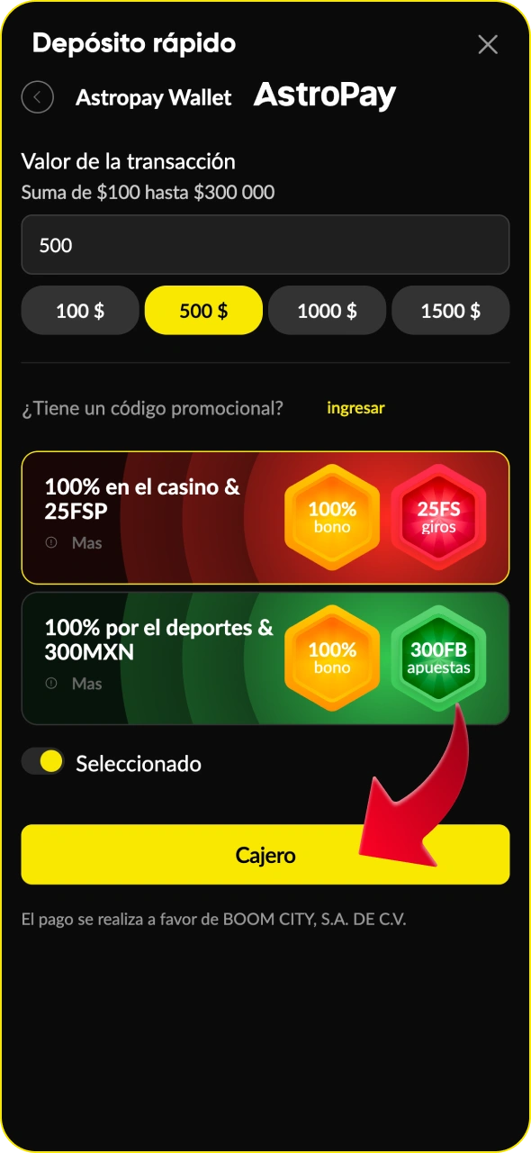 Haz tu primer depósito y empieza a jugar en la aplicación de Betboom.