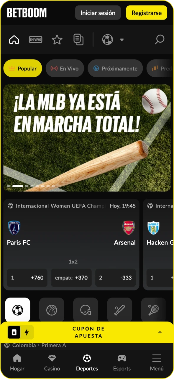 Realiza apuestas deportivas directamente desde tu aplicación Betboom.
