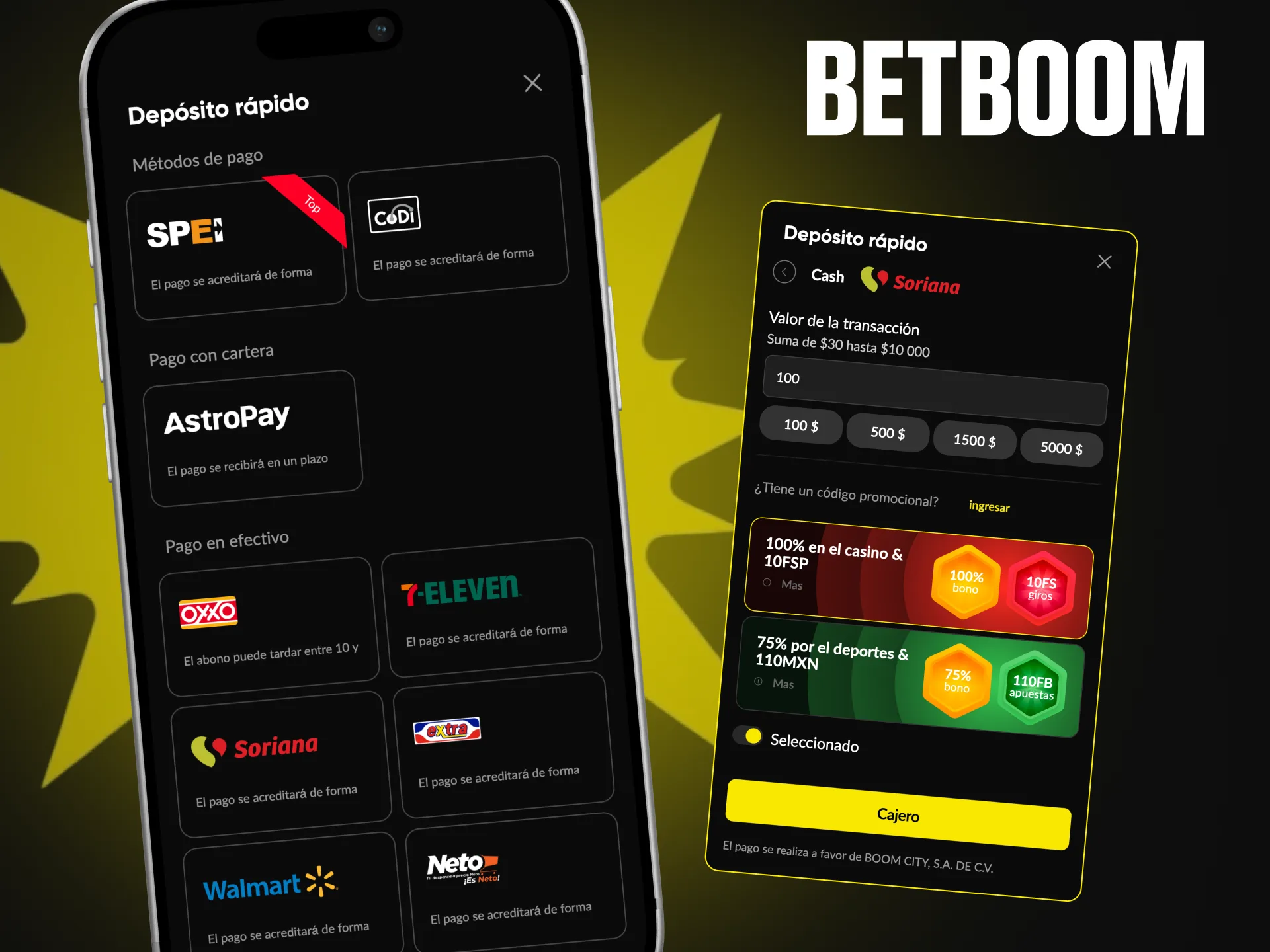 La aplicación de Betboom ofrece métodos de pago diseñados para el mercado mexicano.