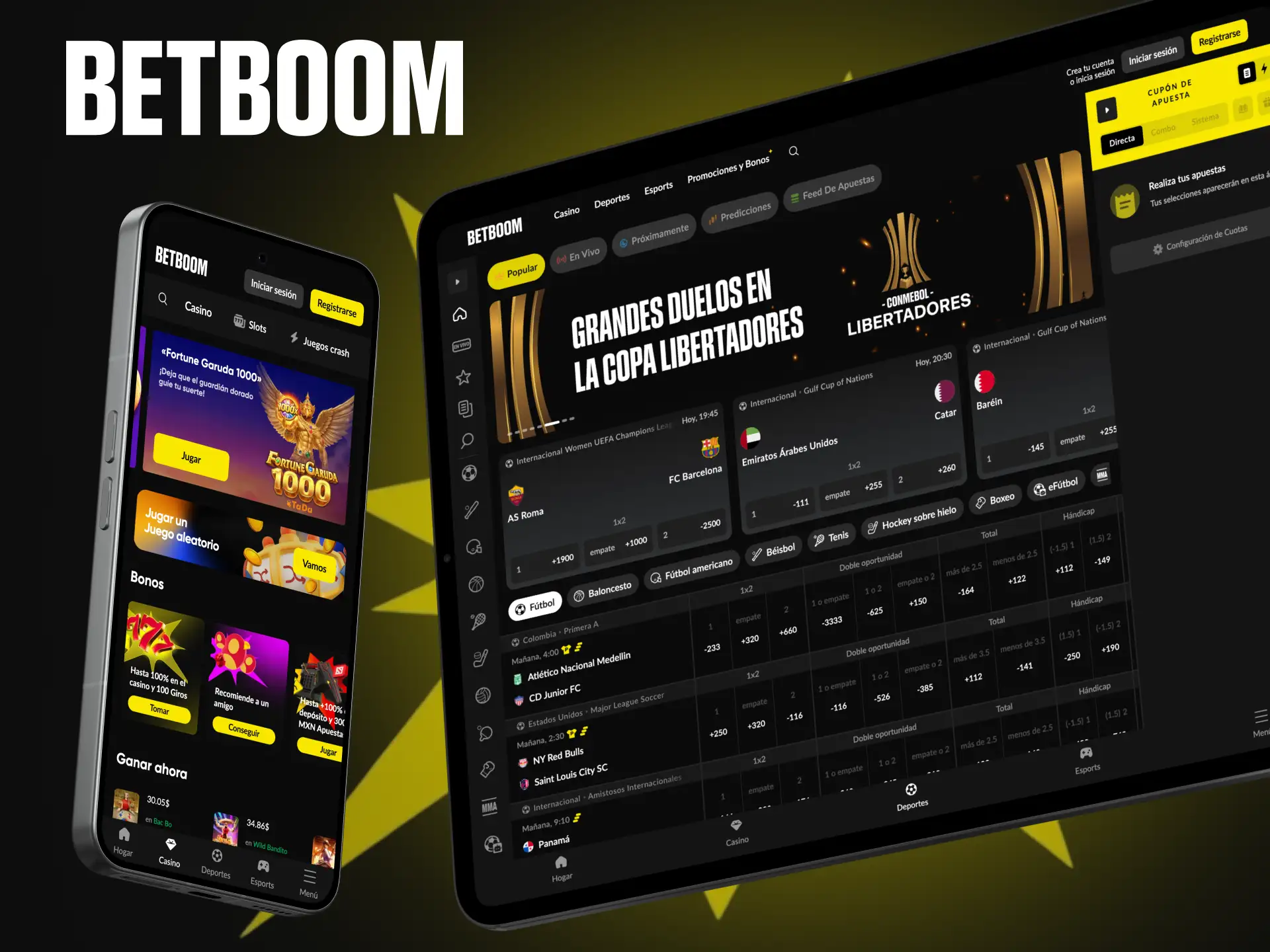 El sitio móvil de Betboom se adapta a teléfonos inteligentes y tabletas.
