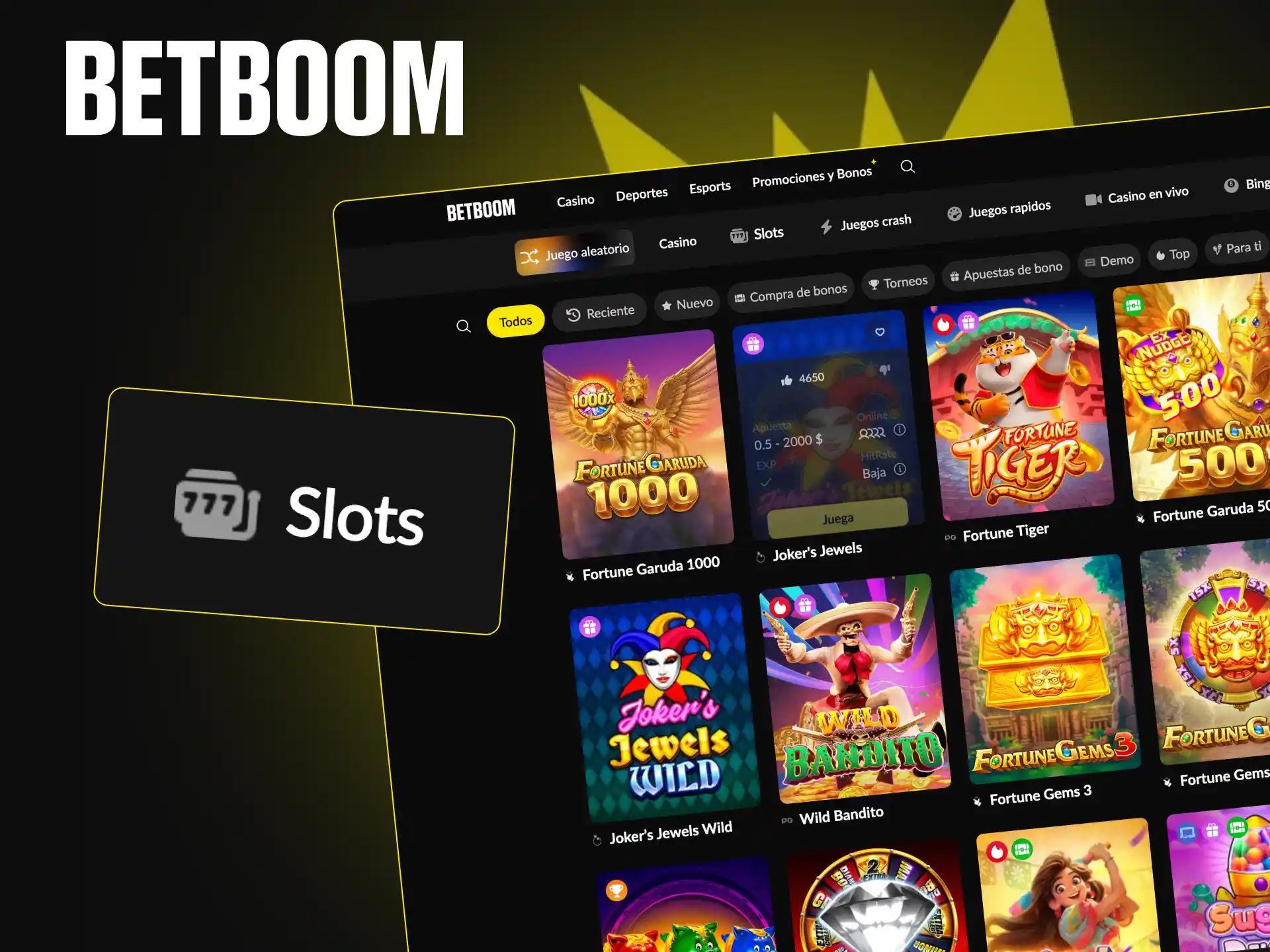 En el casino Betboom puedes empezar a jugar a las tragamonedas.